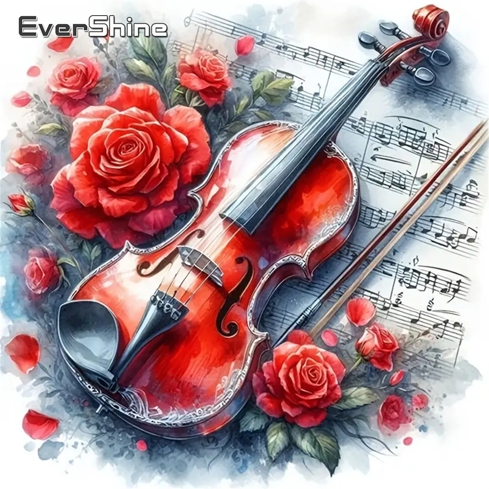 Embroidery Rose - Evershine DIY Diamond Painting Violin Full