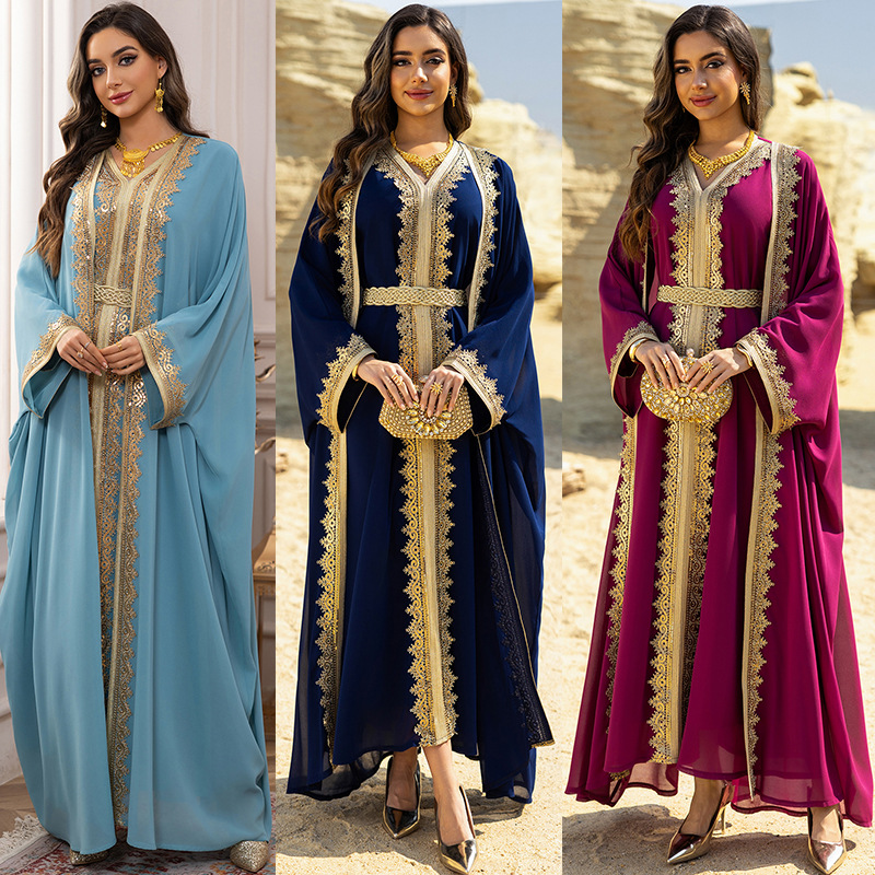 2PCS Muslim Women Dress Dubai  - Embroidery Kebaya ulasan dan harga