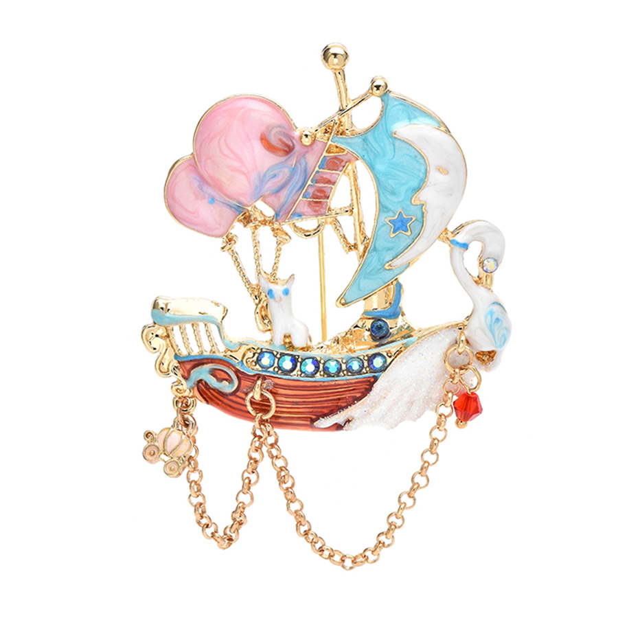 babay Romantic Swan Boat Brooc - Embroidery Bali ulasan dan harga