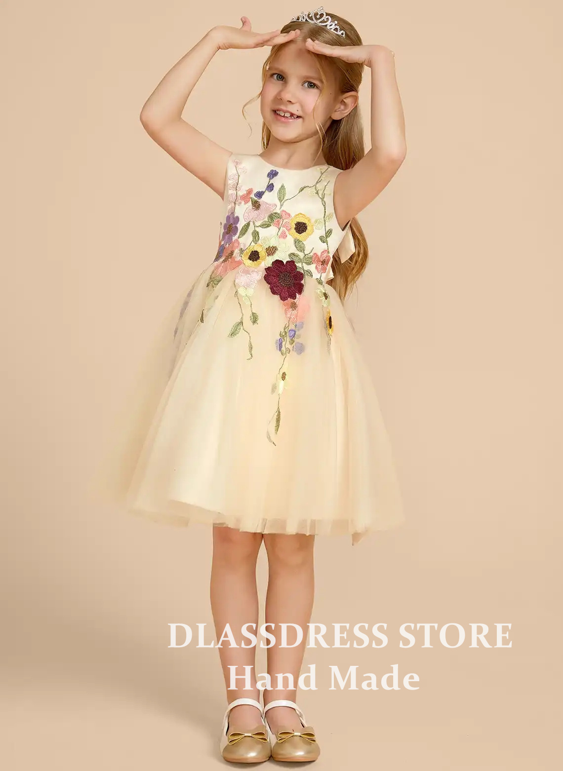 Customized Yellow Tulle Flower - Embroidery Yellow Dress ulasan dan harga